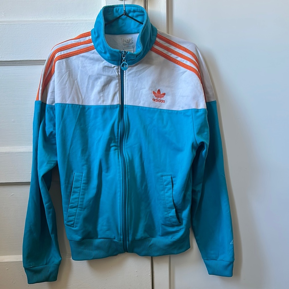 Adidas Blue and White Track Jacket